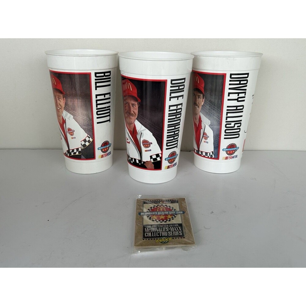 1992 McDonald’s NASCAR All-Star Team Cups Lot Earnhardt Elliott Allison + Maxx